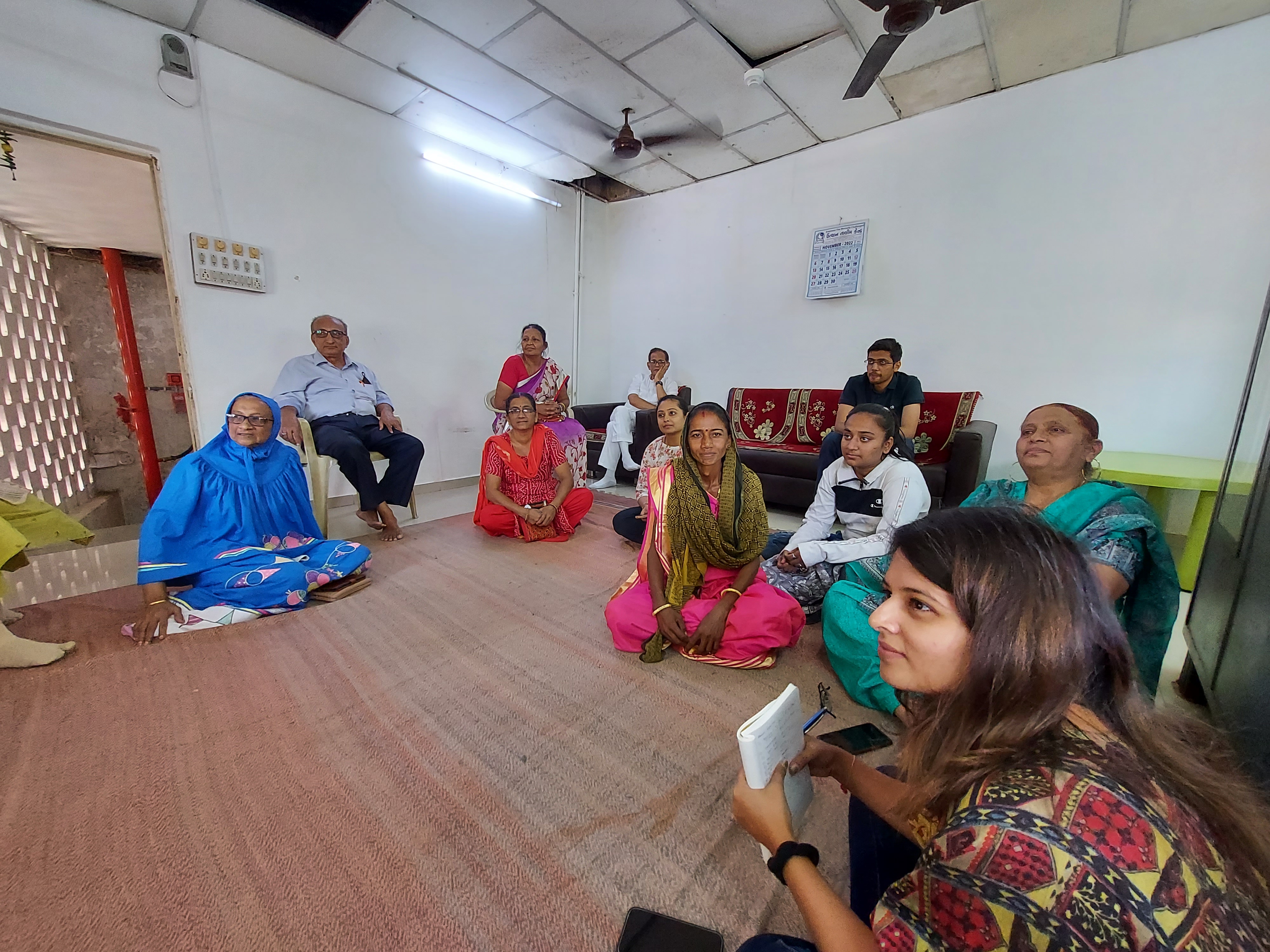 Caregiver support — families gathered in a community support group session