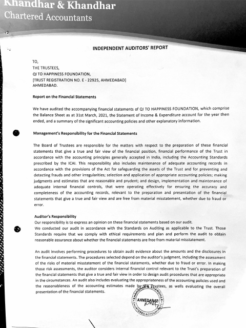 First page of Audit Report 2020–21