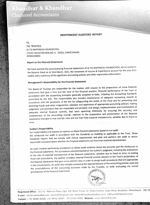 First page of Audit Report 2021–22